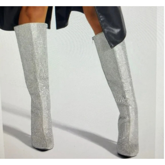 Shoe Dazzle Shoes - ShoeDazzle Pedrina Rhinestone Heeled Boots - Size 7.5